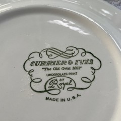 5 Currier and Ives Old Grist Mill Blue Dinner Plate 10″ Royal China USA. 11