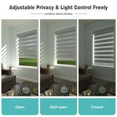 Horizontal Shade Window Blind Dual Zebra Roller Blinds Curtains,Easy to Install