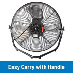 Mainstays 20″ 3-Speed High Velocity Tiltable Black Steel Floor Fan