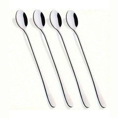 4/8pcs 7.5″ Stainless Steel Mixing Spoons Long Handle Iced Tea & Ice Cream Spoon