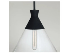 Capital Lighting Paloma Pendant Black Clear Glass 1‑Light Fixture 350311XK New