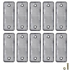 White Screw-On Rectangular Reflectors for Mailbox – 10 Pack