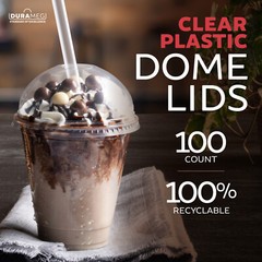 100 Clear 16 oz PET Cups with Dome Lids – Disposable for Smoothies & Treats