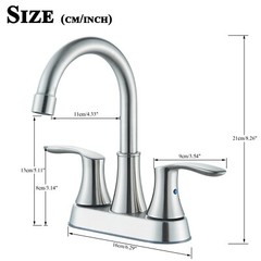 Brushed Nickel Bathroom Sink Faucet 3Hole 4in Centerset Vanity Mixer with Drain