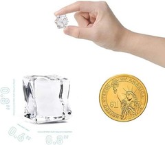 Clear Fake Ice Cubes, 20 PCS 0.8″ Plastic Ice Cubes Acrylic Clear Ice Rock