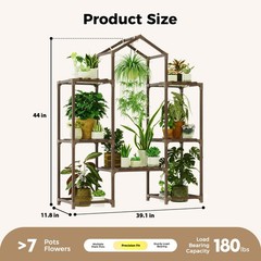 Bamworld Plant Stand Indoor with Grow Lights Wood Plant Shelf for Hanging Plant