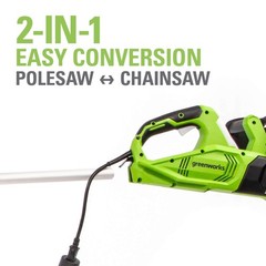 Greenworks 7-Amp 10 inch Bar Corded Electric Pole Saw PSA803 Total Length 9 Feet
