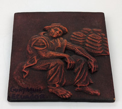 VTG Guayaquil Ecuador El Carbonero Kingman Wall Decor Tile Red 4.75″ by 5.25″