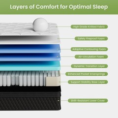 EDX Queen Hybrid Mattress, 10 Inch, Individually Pocketed Springs, Memory Foam,