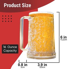 Beer Mugs For Freezer, Beer Mug, Double Walled Freezer Mugs With Gel, Set Of 2