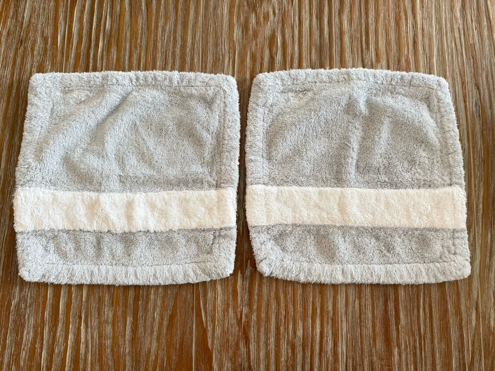Paresi Orange Face Towels Set Of 2 Gray White Stripe 100% Cotton Italy 10″