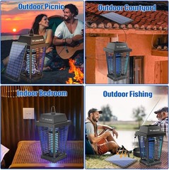 4500V Electric Solar Bug Zapper Outdoor, Mosquito Zapper Waterproof Fly Zapper,d