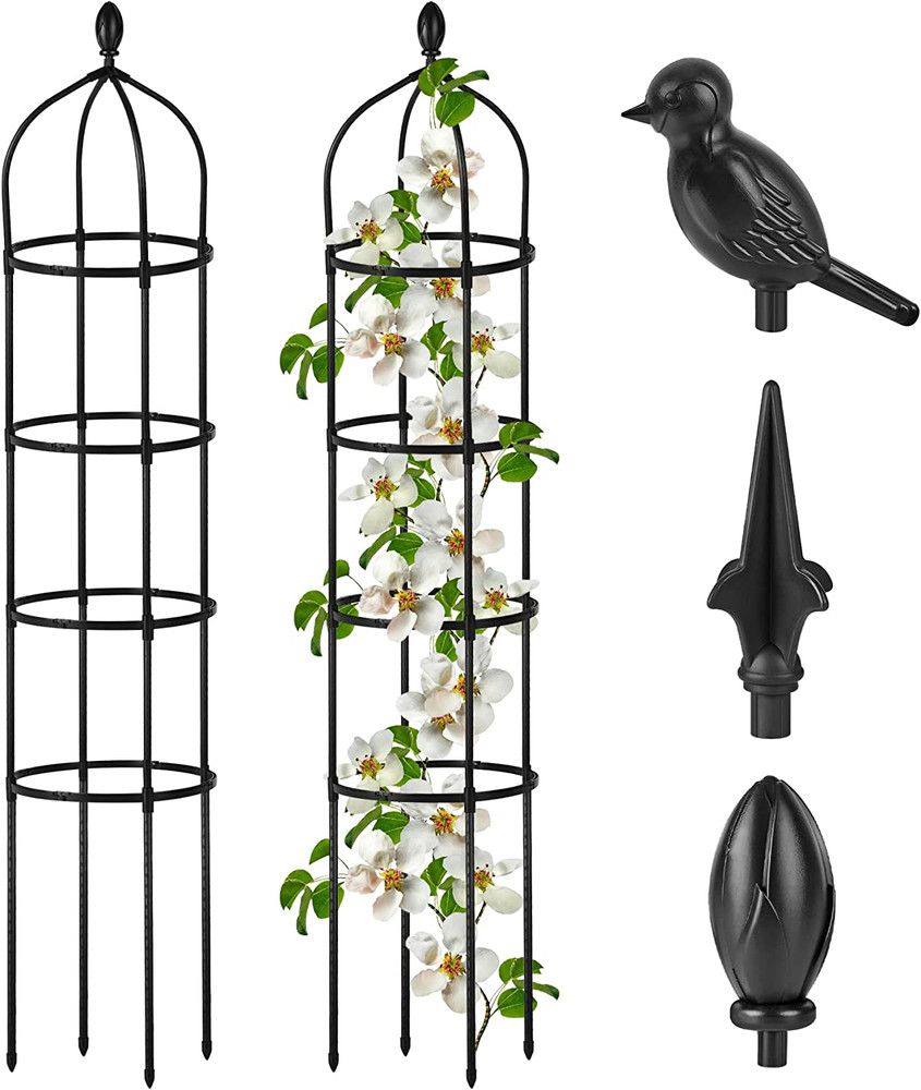 Garden Obelisk Trellis for Climbing Plants Outdoor 6 Ft Rose Bush Round Trellis