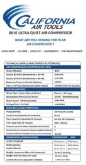 CALIFORNIA AIR TOOLS 8010 Ultra Quiet, Oil-Free Air Compressor – USED