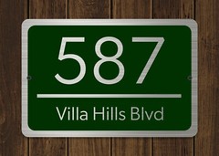 Customized Home Address Plaque Silver Text Metal 12″ x 8″ House Number Sign