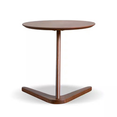 River Run 19.75 In. Walnut round Wood End Table with V-Shape Base