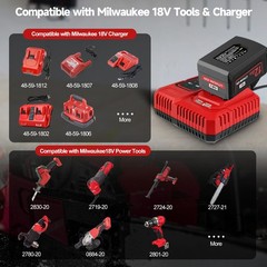 For Milwaukee for M18 18V 12.0Ah Extended Lithium 48-11-1880 Battery & Charger
