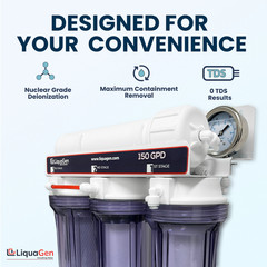 LiquaGen 5 Stage Premium 100 GPD RO/DI Water Filter System + Gauge & TDS Meter