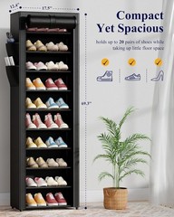 Spacious 10-Tier Metal Shoe Organizer with Dust Cover – Perfect for Any Room
