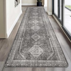Area Rugs 2×12, Non Slip Hallway Runner Rug, Machine Washable Low Pile Retro …
