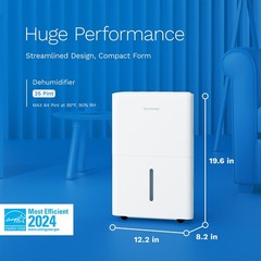 hOmelabs 25 Pint Wi-Fi Dehumidifier for up to 3,500 Sq Ft Rooms (MAX 64 Pint)