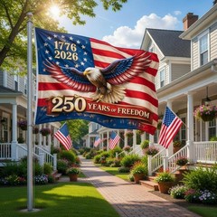 250 Years Anniversary Freedom 4th July Eagle US Flag (24*36 /36*60/ 48*72 Inch)