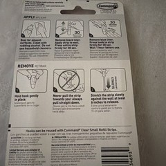 1 Pack 6 each Command Mini Hooks Clear.Holds 0.5 lb. 24 Hooks adhesives total