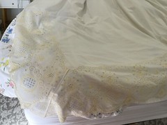 Pratesi Italy 3pc Sheet Set Lace Poly/Cotton Off White Yellow