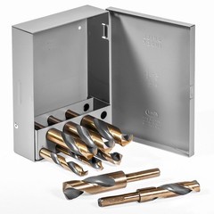 XtremepowerUS 8-Pieces Jumbo Silver & Deming Drill Bit Set Index 9/16″ To 1″