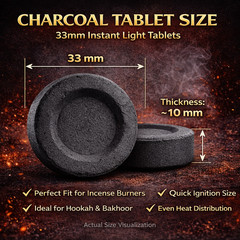 100 Ct Starlight 33 mm Round Charcoal Disc Hookah Narghile Incense Slow Burn