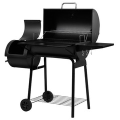 Royal Gourmet 30-Inch Charcoal Grill & Offset Smoker with Fixed Side Table