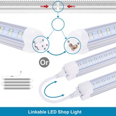 LED Shop Lights Fixture Tube Strip Ceiling Lights 8FT For Garage Workshop 12Pack