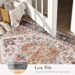 HOMCOM Area Rug 8×10, Machine Washable Rug for Living Room, Tawny Brown