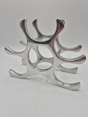 Cast Aluminum Wine Rack Mid Century Modern Michael Noll Style 6 Bottle Holder