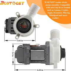 2024 UPGRADE W10276397 Washer Drain Pump FIT for Whirlpool kenmore B40-3A 18743