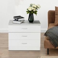 3Drawer Dresser White Storage Cabinet Chest of Drawer Bedroom Living Room Office
