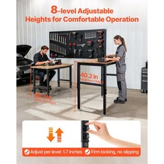 Uimoso 48 x 24 in Adjustable Workbench with 1500 lbs Capacity and Oak Wood Top