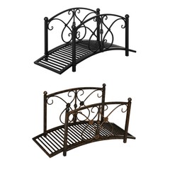 Metal Garden Bridge 3.3′, Safety Railings Outdoor Décor for Pond, Stream, Creek