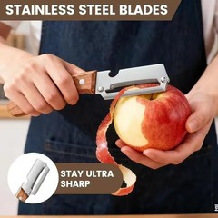 2 Pack 2 in 1 Multi Functional Vegetable Peeler with Bottle Opener and Wooden Ha