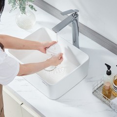 VEVOR Modern Ceramic Vessel Sink 16″ x 12″ Bathroom Vanity Bowl Countertop White
