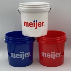 3 – Meijer Mini Buckets / 4″ Tall / Red, White, & Blue / Plastic Miniature Pail