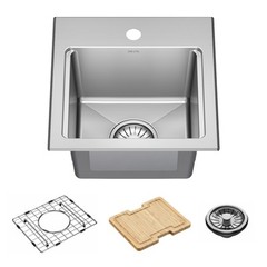 Delta Emery 15″ Drop-In Sink – SS, WorkFlow Ledge, Single-Certified Refurbished