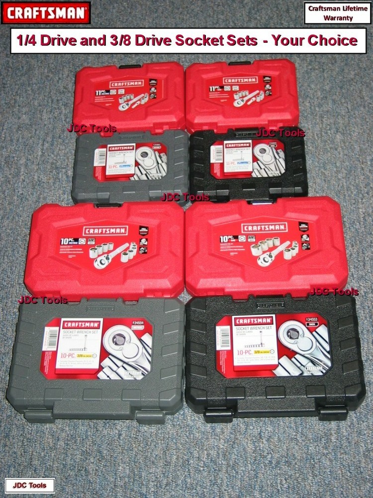CRAFTSMAN TOOLS 1/4″ or 3/8″ SOCKET RATCHET SET – SAE OR METRIC – YOUR CHOICE