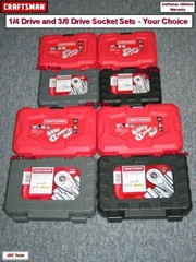 CRAFTSMAN TOOLS 1/4″ or 3/8″ SOCKET RATCHET SET – SAE OR METRIC – YOUR CHOICE