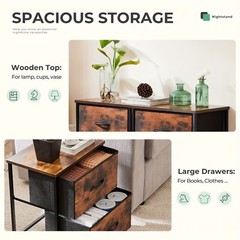 2 Drawer Dresser Nightstand Pack Of 2 Bedroom Storage Organizer Cabinet Fabric