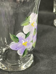 Set Of 3 Hand Painted Glasses African Violets Hand Wash Only 3 Inches Tall
