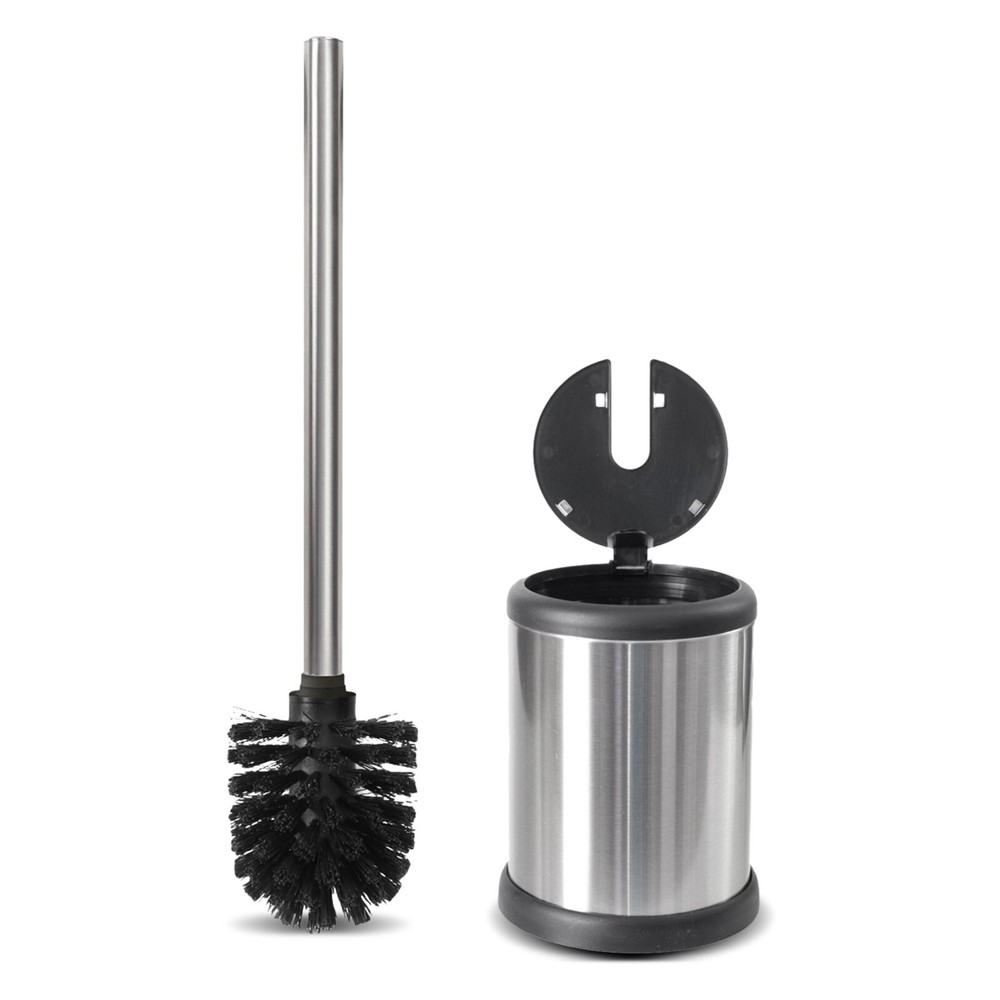Premium Quality Bathroom Toilet Cleaning Flexible Brush and Holder Set With Lid