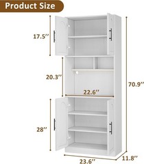 Kitchen Pantry Cabinet ,Hutch Cabinet Cupboard with LED Lights & Microwave Shelf
