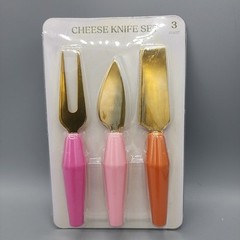 Cheese Knife Set – 3 Pieces with Colored Handles – Hand Wash Only