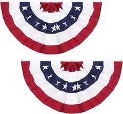 2 Pack USA Pleated Fan Flag 3X6 Feet American US Bunting Flags Half Fan Banner